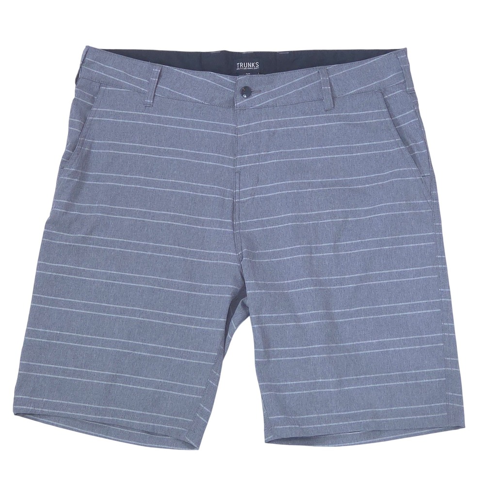 Trunks Surf & Swim Multi-Functional Shorts Mens 38 Striped Hybrid Grey Beach